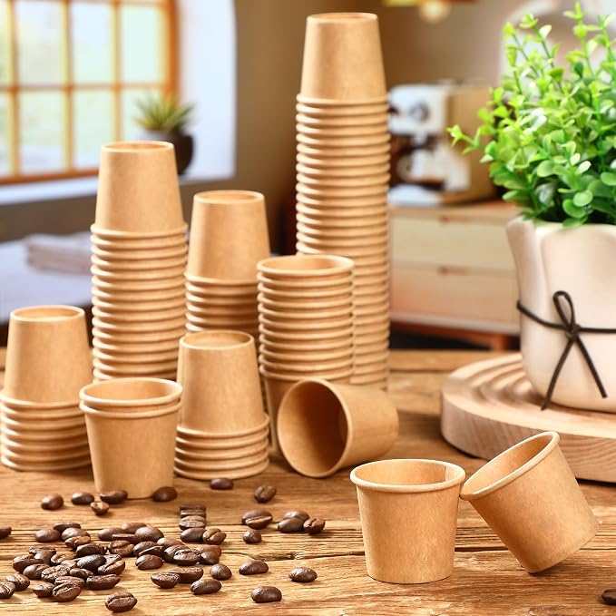 Mini Coffee Cups Disposable Kraft Paper Cups Hot or Cold Beverage Cup Mouthwash - Image 4