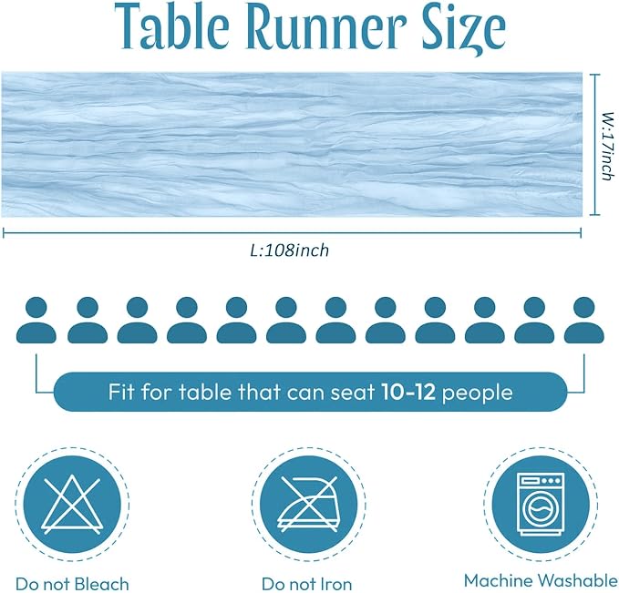 25 Pack Baby Blue Cheesecloth Table Runner 17 x 108 Inch Gauze Table Runner - Image 2