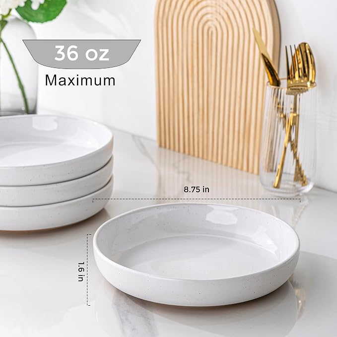 AmorArc 8.75'' Large Ceramic Pasta Bowls, 38oz Handpainted Stoneware Bowls Set - Image 2