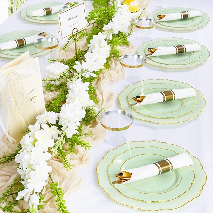 350PCS Light Green Plates - Image 2