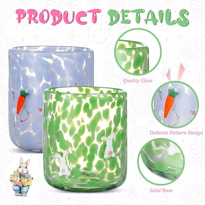SiliFine 2 Pcs Easter Icon Juice Glasses - 14oz Rabbit Carrot Stemless Wine - Image 4