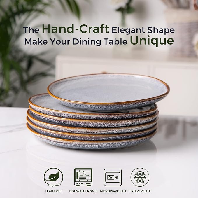 AmorArc Ceramic Plates Set of 6, 8.5 Inch Stoneware Small Dinner Plates Set | - Image 8