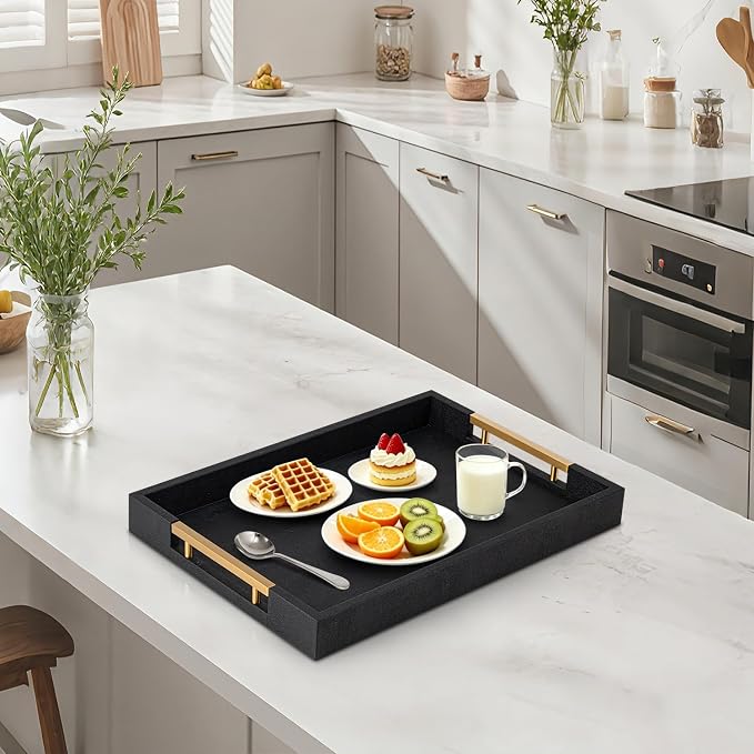 Black Faux Leather Large Square Tray - Image 7