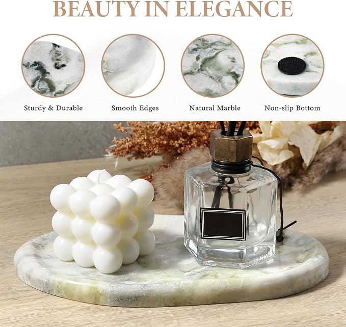 Luxury Natural Green Marble Vanity Tray, Cloud Shape Serving Stone Key Tray - Image 4