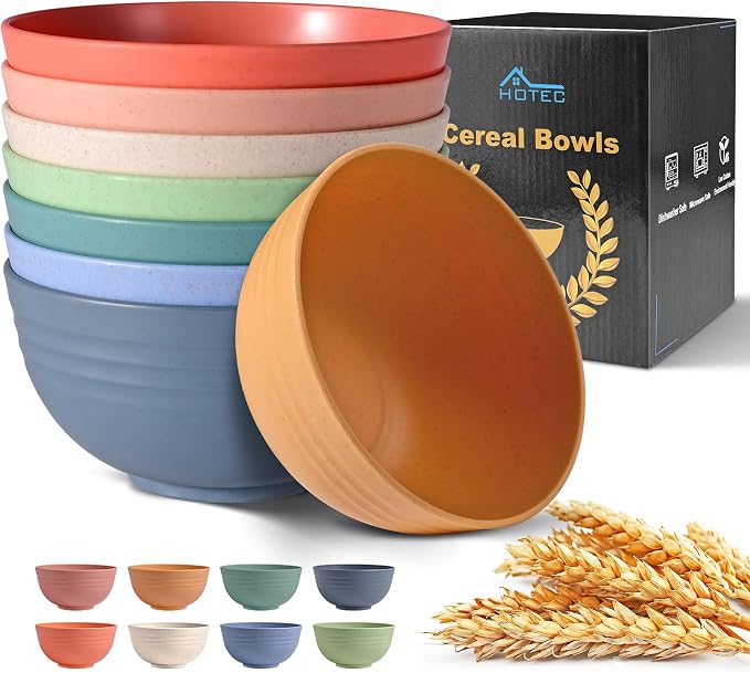 HOTEC BPA Free Unbreakable Wheat Straw Cereal Bowls by Hotec