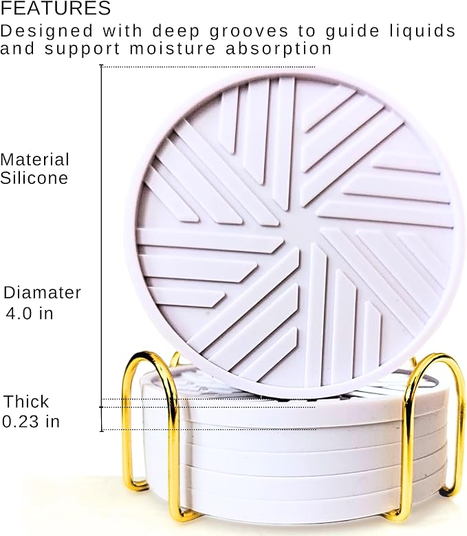 Silicone Drinks Coasters Set of 6 - - Image 2