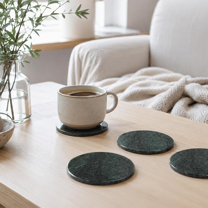 Marble Coasters, Round Modern Coaster Set of 8 - Image 3
