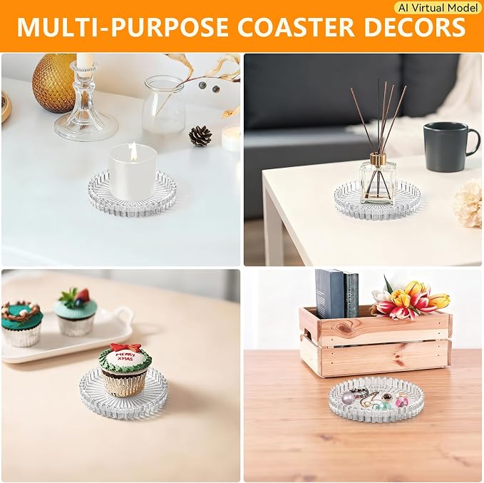 VIBRATITE 4 Inch Glass Coasters Set of 4, Crystal-Like Appearance - Image 6