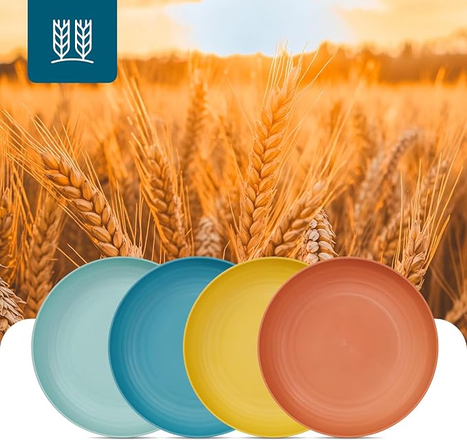 Luckore 9 Inch Wheat Straw Plates, Deep Dinner Plates Set of 12 Unbreakable | - Image 4