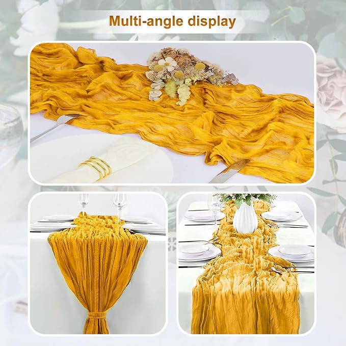 10 Pack Gold Cheesecloth Table Runner 35x120 Inch 10Ft Rustic Gauze Cheese - Image 5