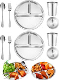 Jinei 10 Pcs Stainless Steel Dishes Set 2 Stainless Steel Plates, 2 Bowls by Jinei