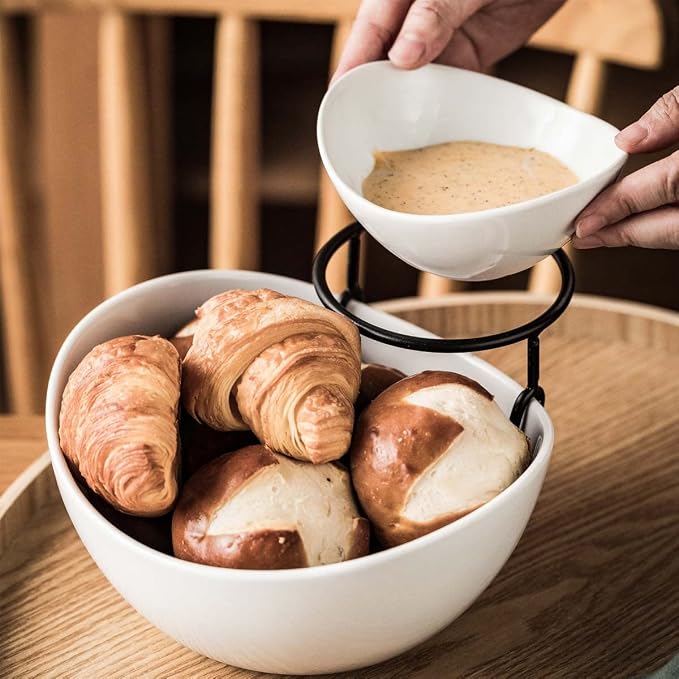 YHOSSEUN Chip and Dip Serving Set, Tiered Serving Bowl Chip Bowls - Image 6