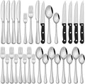 24-Piece Silverware Set with Steak Knives, Flatware Set Service by DEHOVKitchen