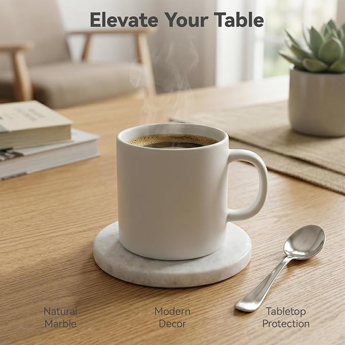 Pure White Marble Coasters Set of 4, Elegant ICY Crystal Coasters - Image 2