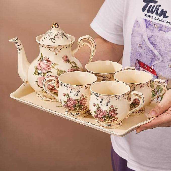 YOLIFE Ceramic Rose Serving Tray, Decorative Platter - Image 3