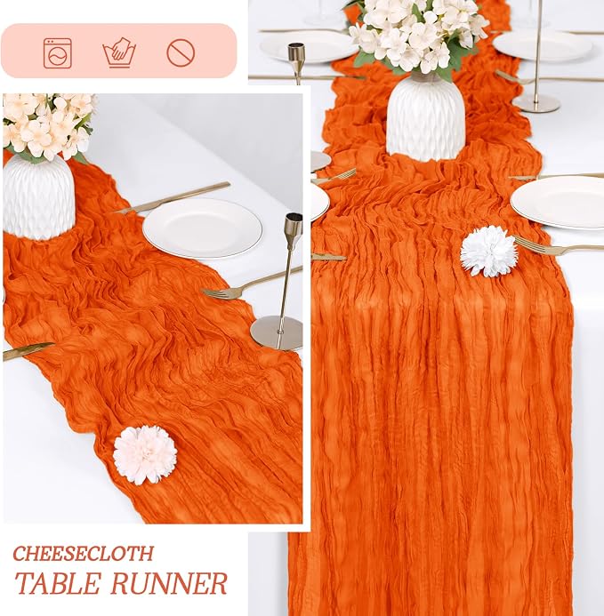 6 Pack Orange Cheesecloth Table Runner 17x108 Inch Semi Sheer Boho Gauze Cheese - Image 6
