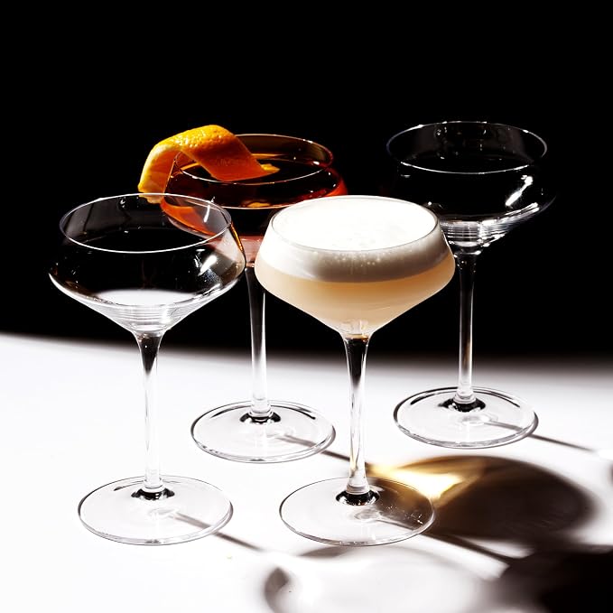LEMONSODA Classic Martini Glasses, Ribbed Glassware | Hand Blown Cocktail - Image 2