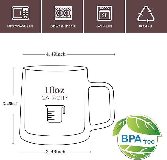 CNGLASS 10oz Glass Coffee Mugs, Double Wall Insulated Glass Mugs - Image 2