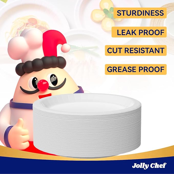 8.37 inch Disposable Paper Plates 140 Count, Heavy Duty Paper Plates - Image 5