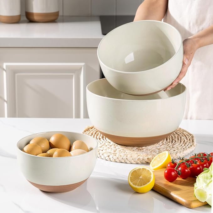 AmorArc Ceramic Mixing Bowls, Stoneware Nesting Bowls Set of 3 - Image 6