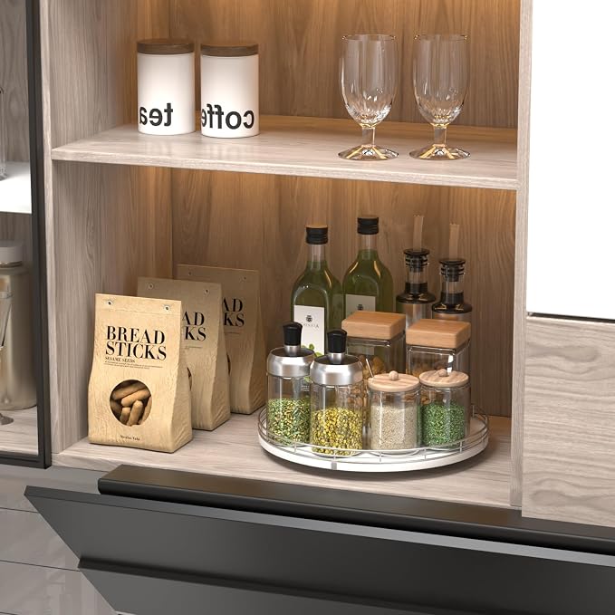Oroyutor 12-Inch Oak Lazy Susan Spice Organizer - Image 7