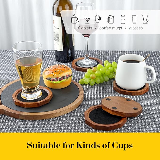 Wood Coasters for Drinks Absorbent - Image 2