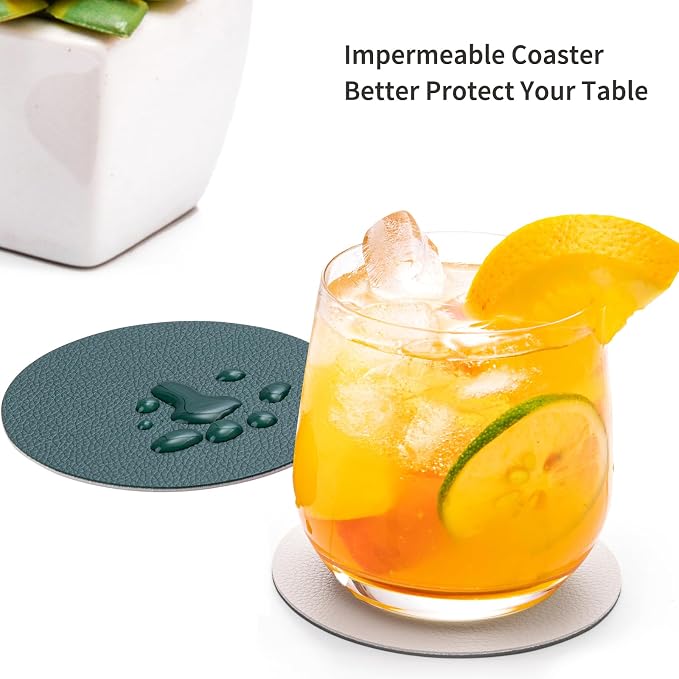 Faux Leather Drink Coasters - Image 2
