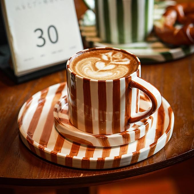 Espresso Cups Ceramic Coffee Mug Series European Striped Dot Coffee Cup And - Image 3