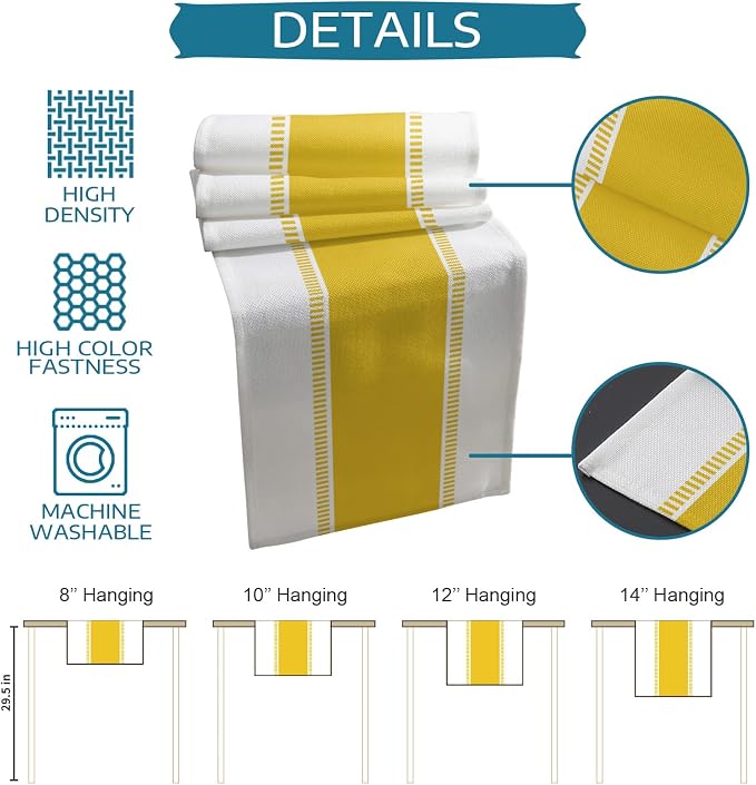 Yellow Table Runners 72 inches Long, Modern Stripes Table Runner Farmhouse - Image 7