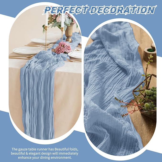 10 Pack Dusty Blue Cheesecloth Table Runner 17x108 Inch Boho Gauze Cheese Cloth - Image 5