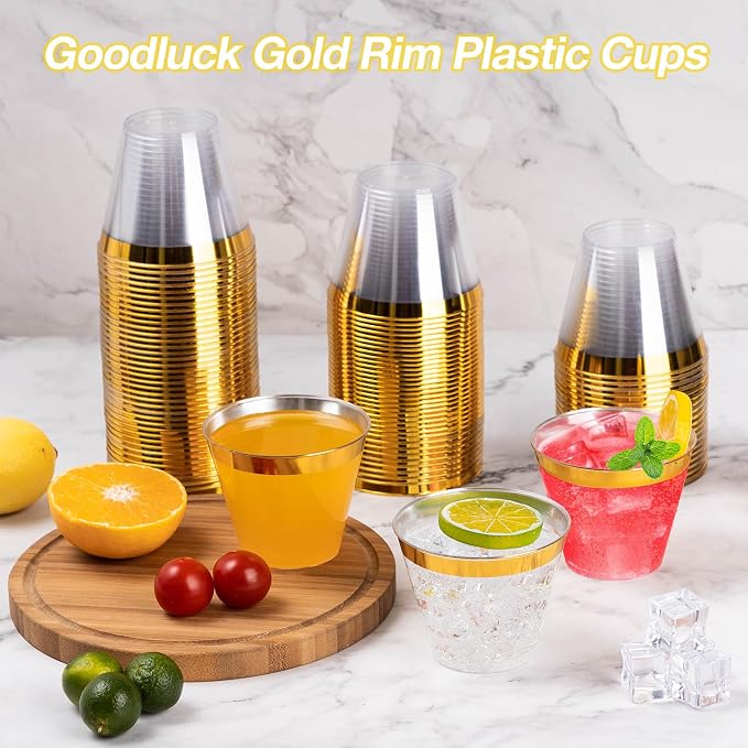 Goodluck 50PCS 9oz Gold Disposable Cups, Plastic Cups - Image 6