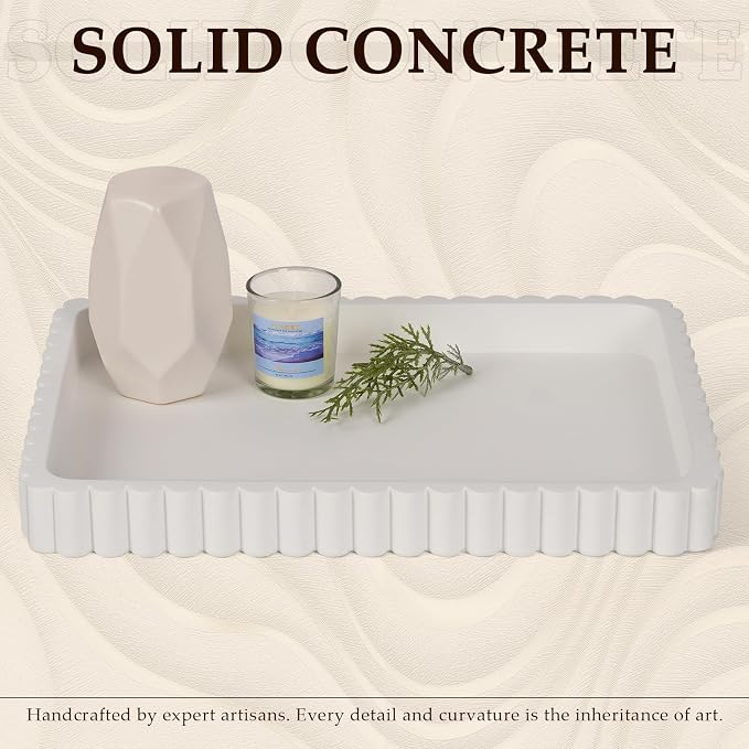 Rectangular Tray for Coffee Table Decor, Solid Concrete, Aesthetic Home Decor - Image 2