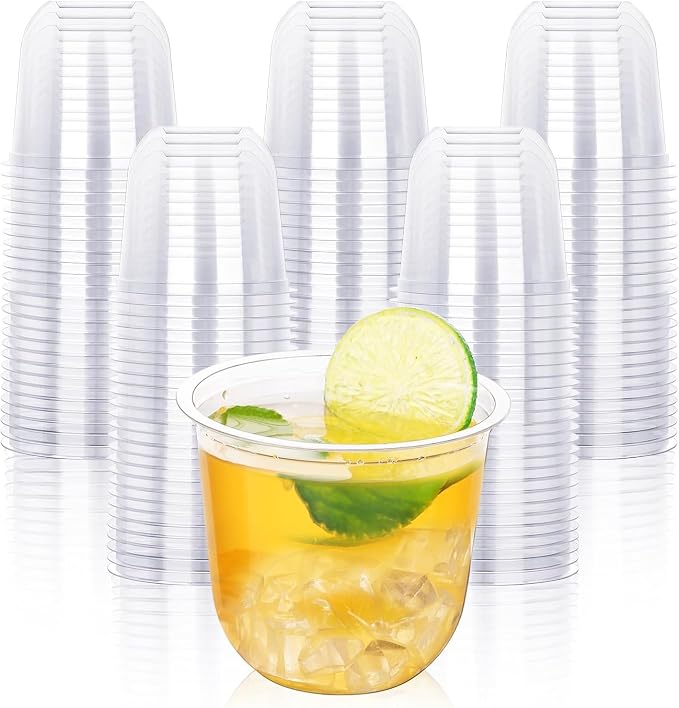 KesaPlan 100 Pcs 12oz Plastic Clear Cups, Disposable Wine Cocktail Glasses | by KesaPlan
