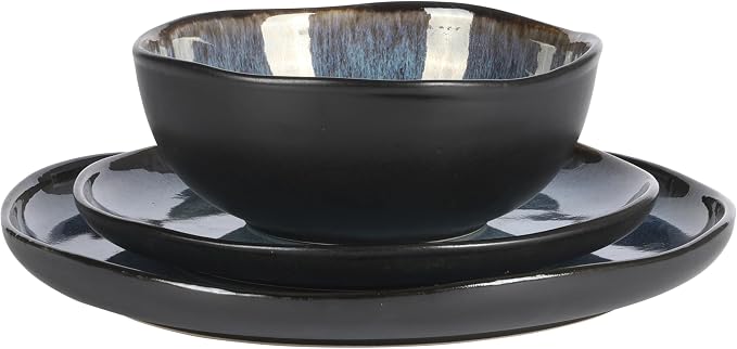 Gibson Elite Nardini 12 Piece Plates and Bowls Reactive Glaze Dishes Stoneware - Image 7