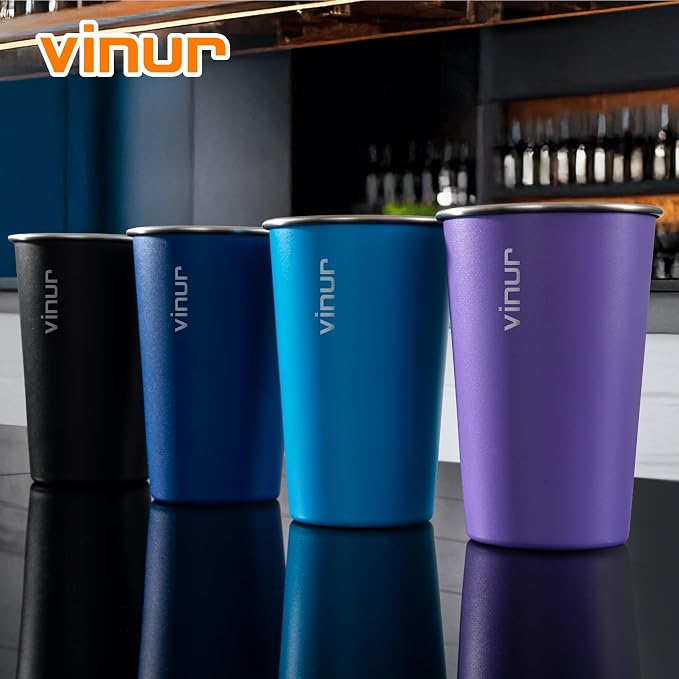 VINUR Stainless Steel Cups 16 oz Metal Drinking Glasses 6 Pcs | Stainless Steel - Image 6