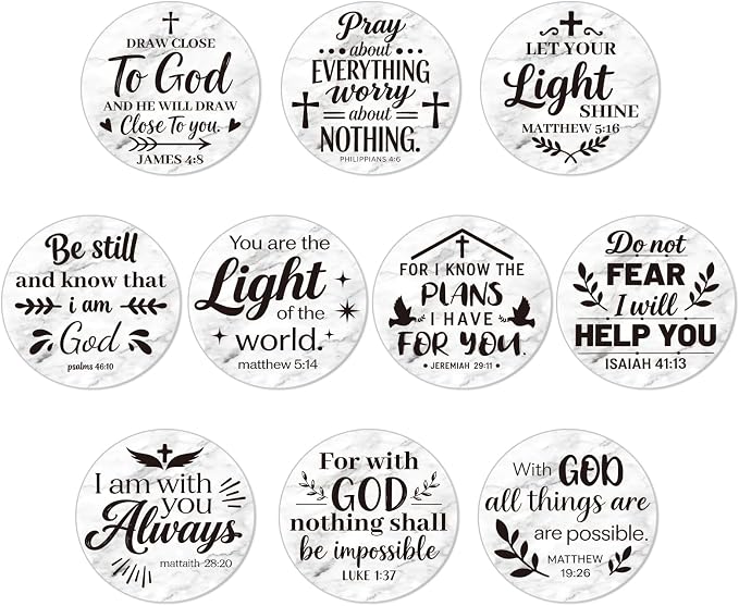 10pcs Coasters for Drinks with Bible Verses Absorbent Coasters Set Round by Unknown