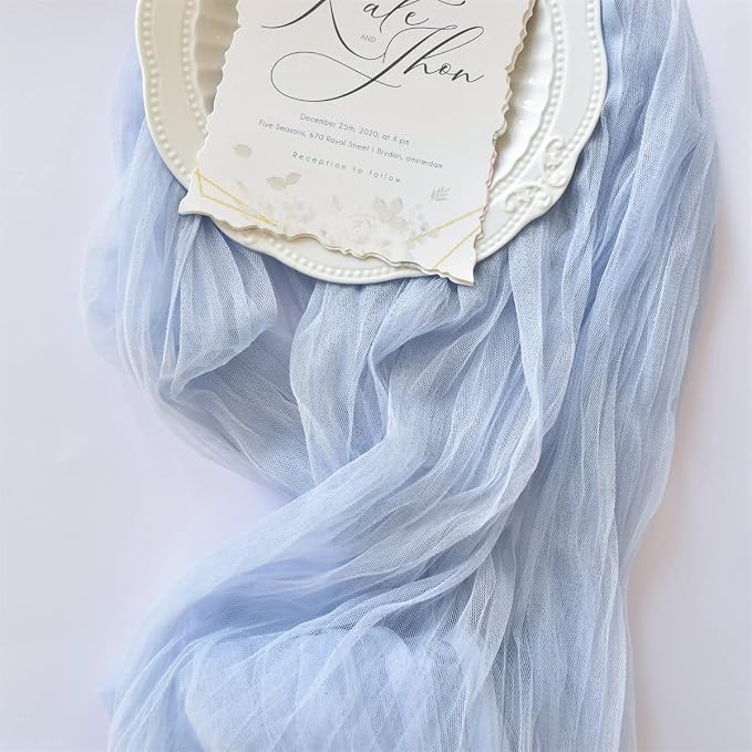 Blue Cheesecloth Table Runner Cheese Cloth Wedding Birthday Party Decor | 10Ft - Image 2
