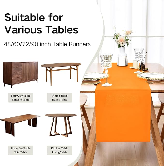 Farmhouse Orange Table Runner Dining Table Runners 60 Inches Long Coffee Table - Image 5