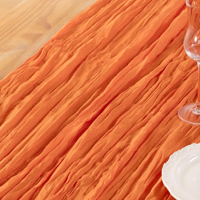 DeZerlor Orange Cheesecloth Table Runners 6 Pack Summer Boho Runners | - Image 6