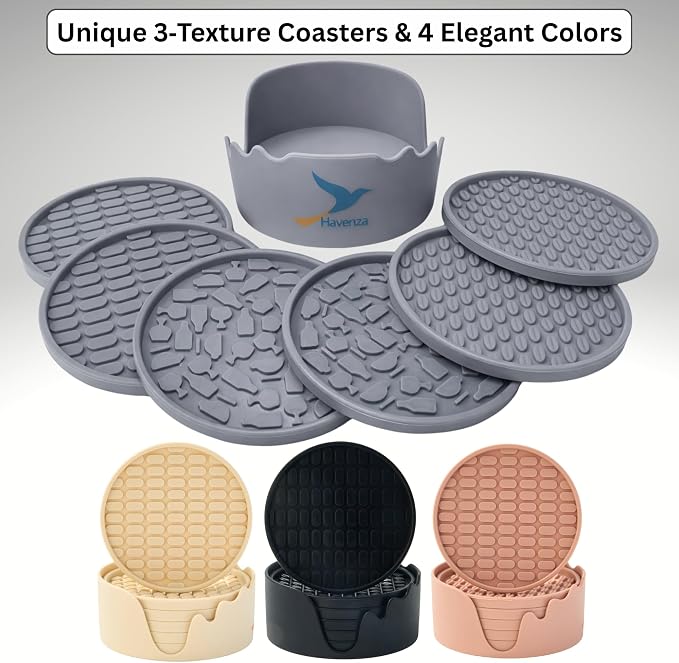 Soft, Shockproof & Safe – Unique 3‑Style Silicone Rubber Coasters Set - Image 9