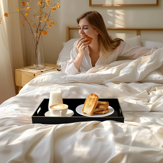 Black Decorative Tray for Coffee Table, Serving Tray - Image 5