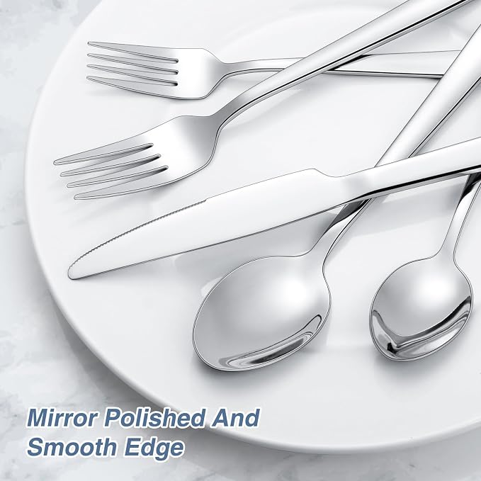Yoehka 40 Piece Silverware Set, Stainless Steel Flatware Set - Image 3