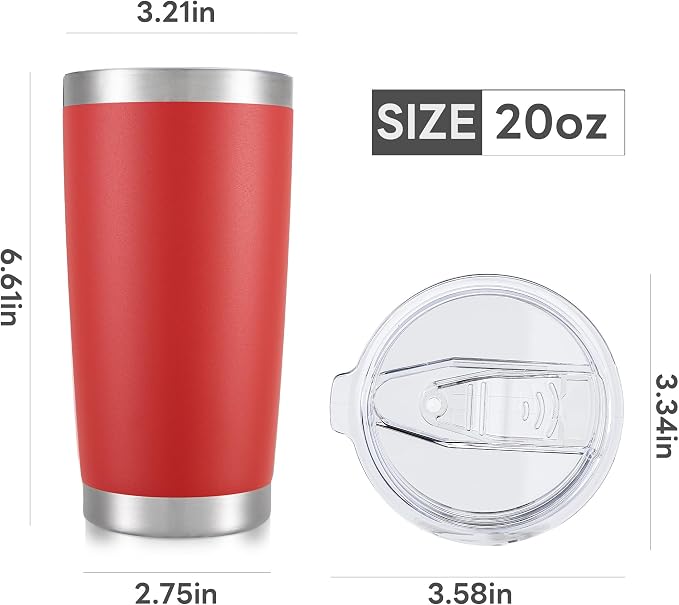 20 oz Tumbler with Lid Stainless Steel Insulated Tumblers Cups Travel Mug | - Image 7