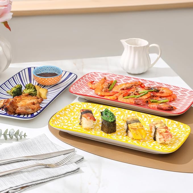 Selamica Ceramic Rectangular Serving Platters Set of 4, 12 Inch Serving - Image 7