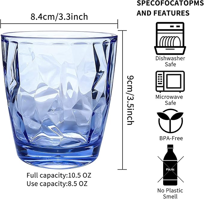 Topsky 10 oz Plastic Water Tumblers | Set of 4 Transparent Unbreakable Drinking - Image 7