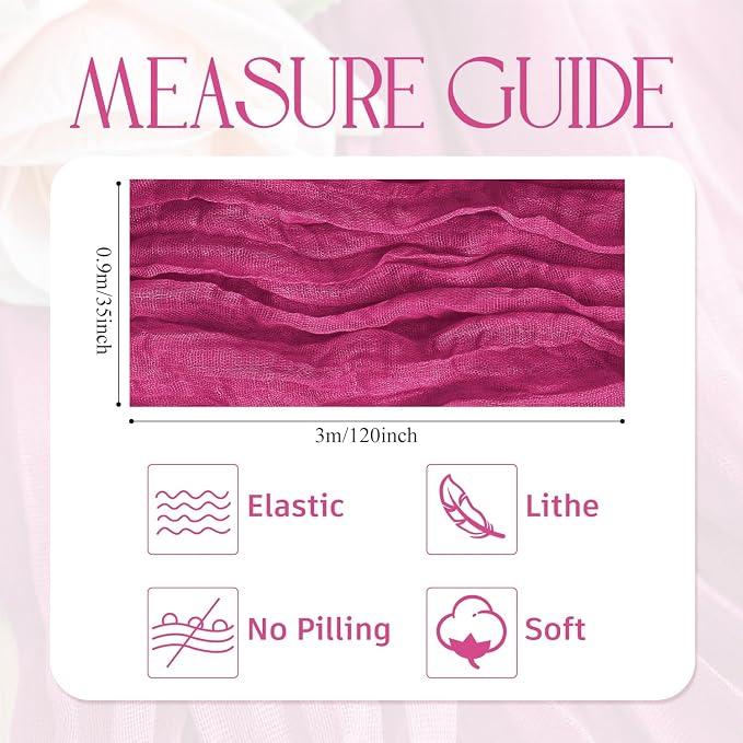 Cheesecloth Table Runner Fushia 10FT Boho Gauze Runner, 3 Pack | 120 Inch - Image 2