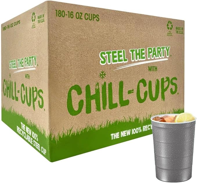 Steel Chill Cups 16 oz. Durable & Reusable Party Cups, 100% recyclable by SteelChillCups