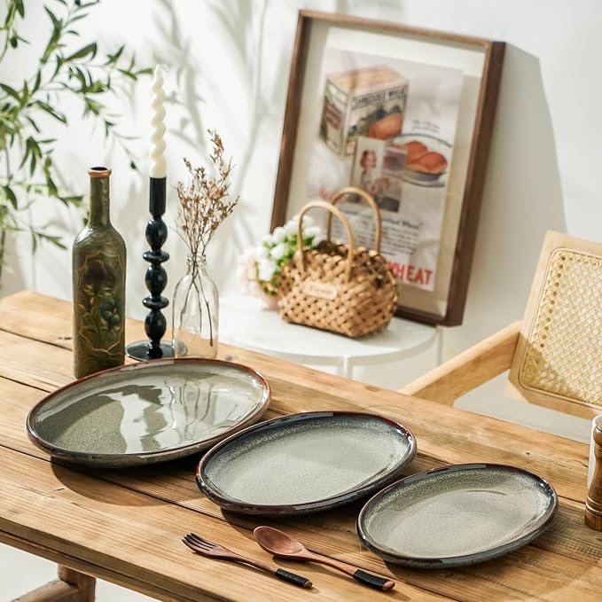 Ceramic Large Serving Platters- Set of 3 Oval Platters - Image 5