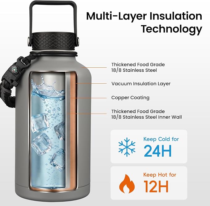 Konokyo 87 oz Insulated Stainless Steel Water Bottle Jug - Image 3