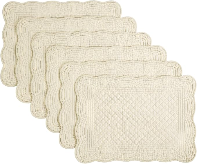 HOMBYS Quilted Placemats Set of 6 Washable-13x18 inches Rectangular Placemats by HOMBYS